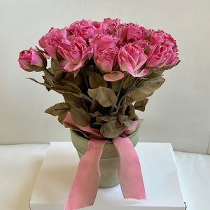 Artificial Mini Pink Roses in ceramic pot